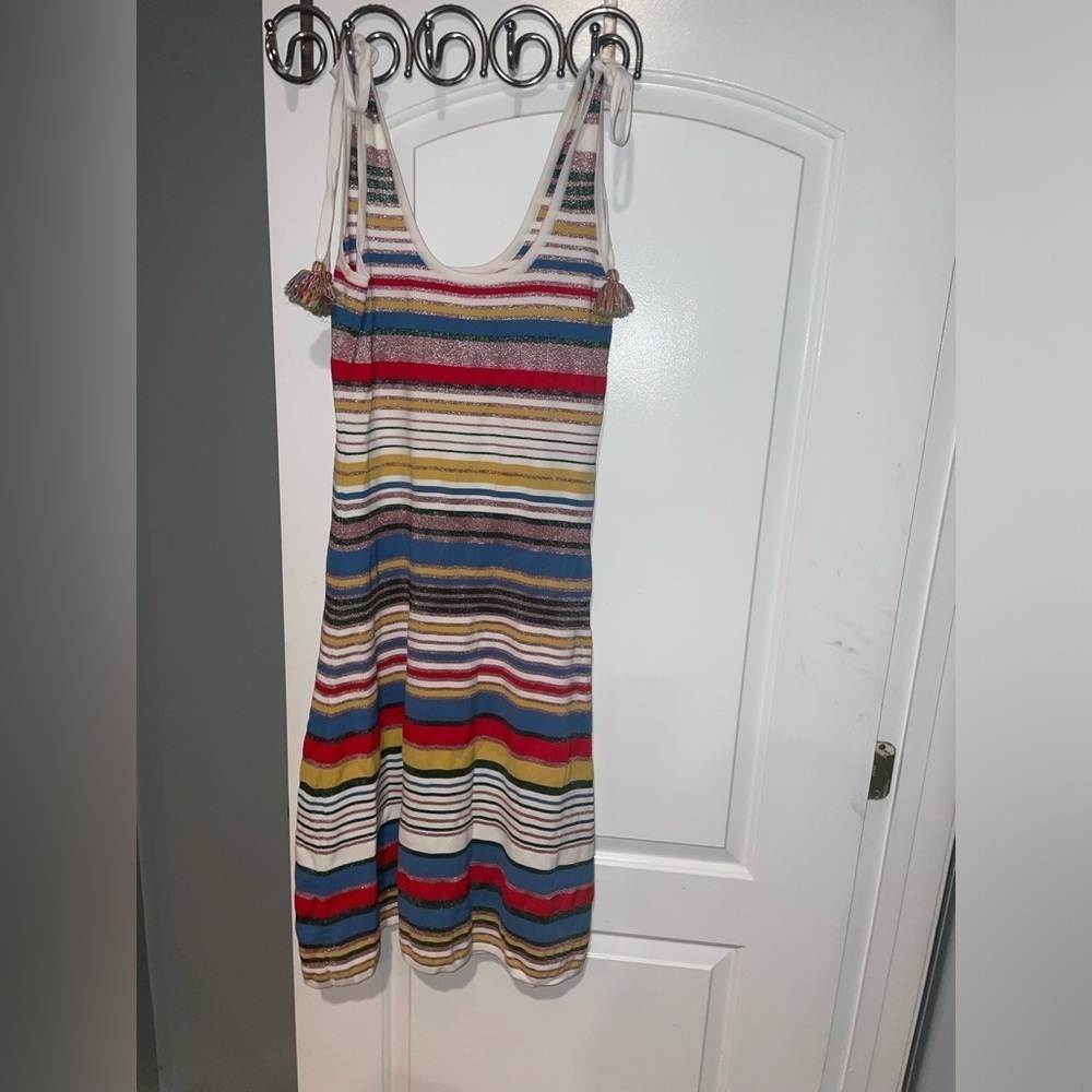 VERONICA BEARD Dulce Striped Knit Dress with Tassels Sz Large✨ - Picture 14 of 16